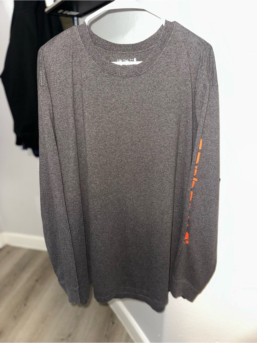 Carhartt Men's Long Sleeve Tee XL- Charcoal with Orange Accent